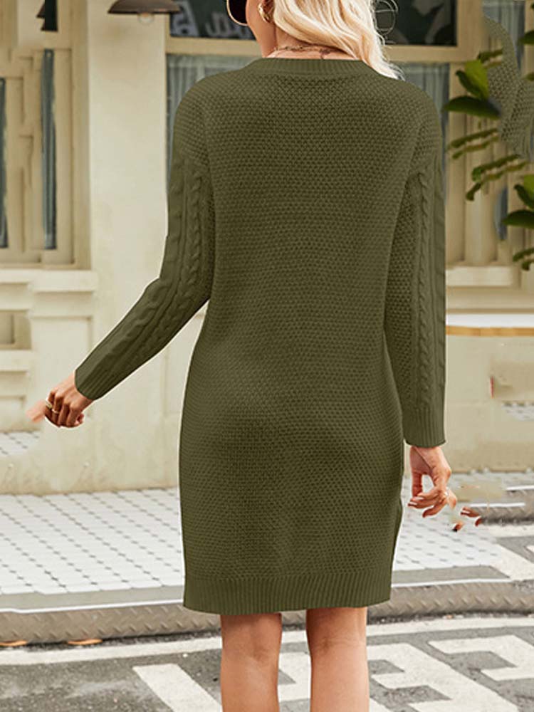 Armeegrünes Knitted Kleid